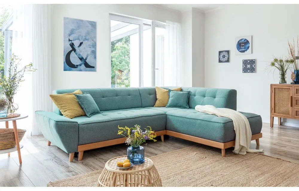 Colțar turcoaz extensibil (cu colț pe partea dreaptă) Dazzling Daisy – Miuform