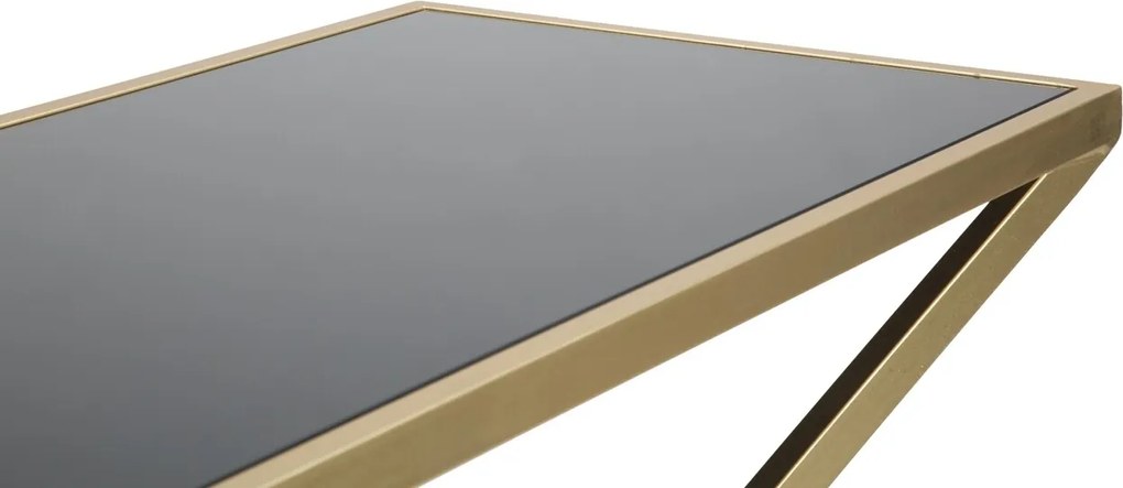 Consola Piramid, Mauro Ferretti, 130x40x75 cm, fier, auriu/negru