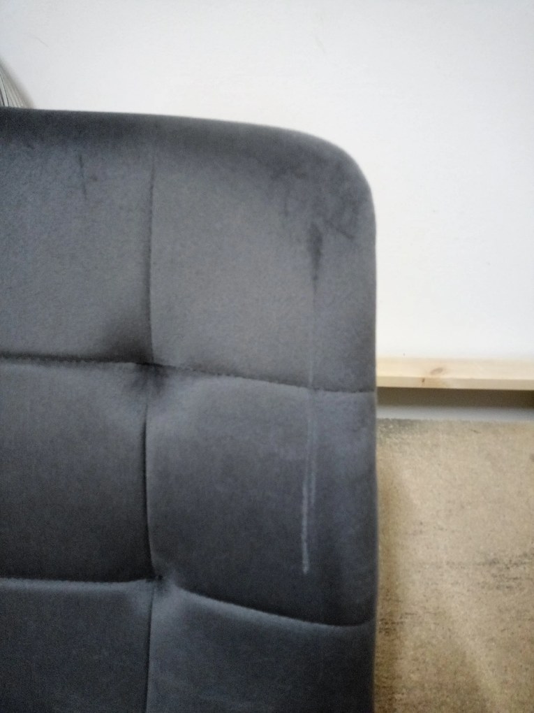 OFERTA Scaun din catifea gri inchis KARA cu picioare negre II. calitate