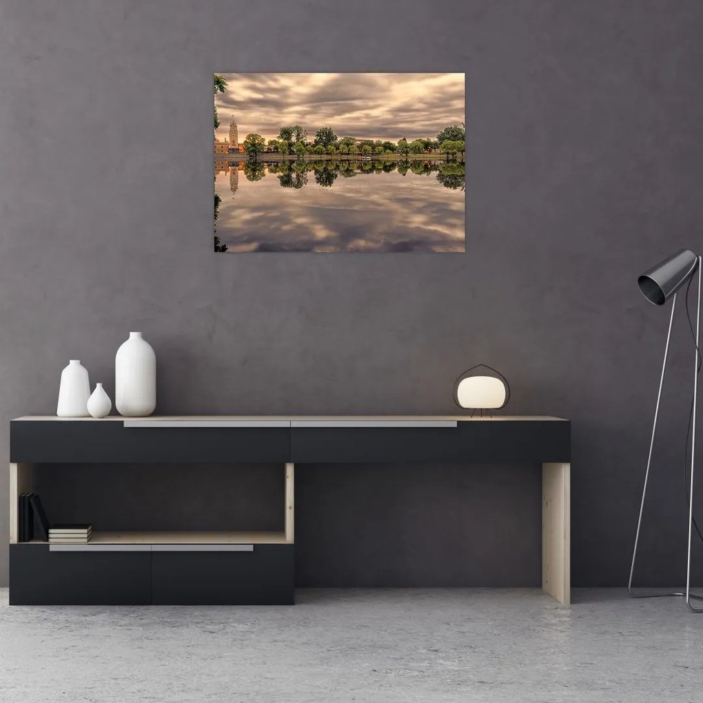Tablou cu lac și copaci (70x50 cm)