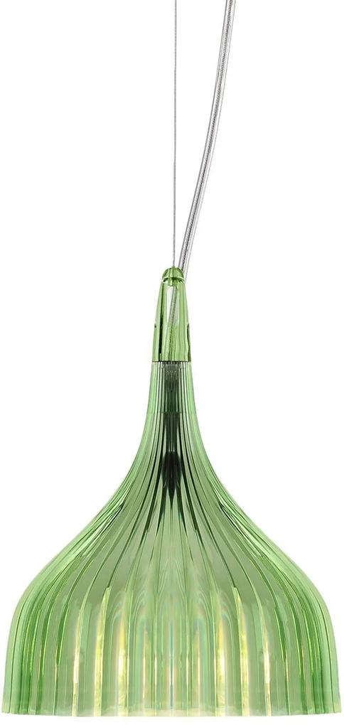 Suspensie Kartell E design Ferruccio Laviani, max 28W E14, h 20-220cm, verde transparent