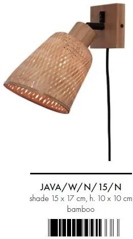 Aplica de perete eco din bambus Java nat/15x17, natural