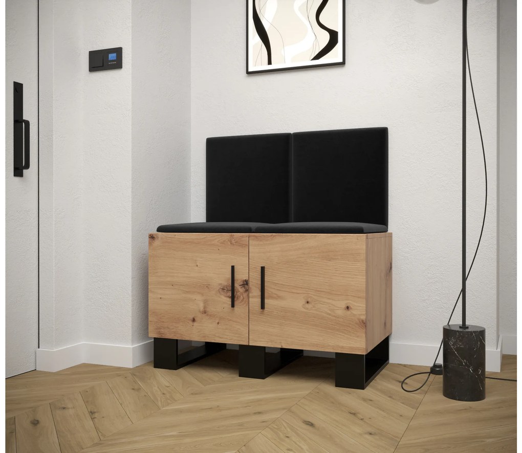 Set mobilier pentru hol Amanda 19 (Stejar artisan + Negru). 1086023