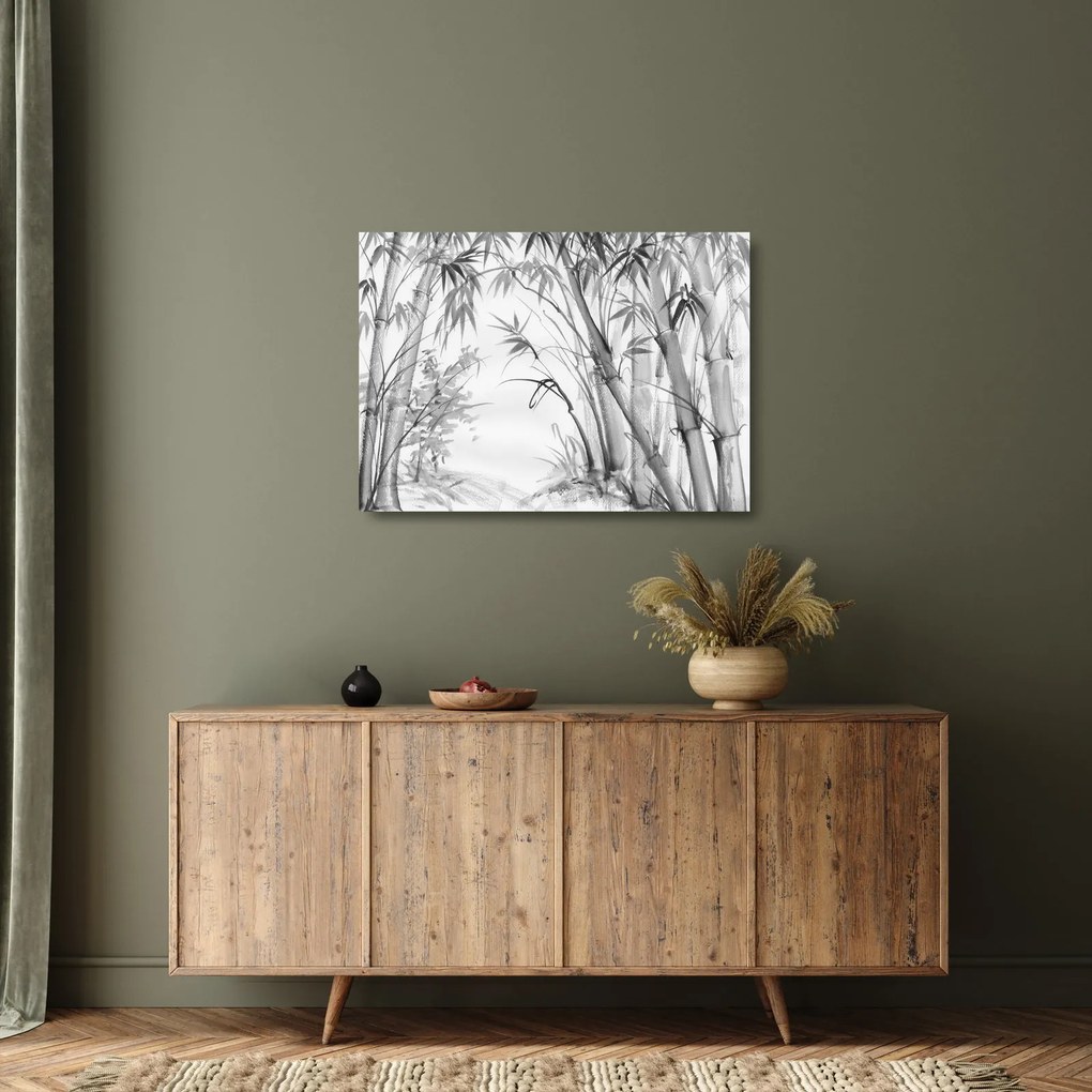 Tablou pe sticlă - Pădure de bambus (70x50 cm)
