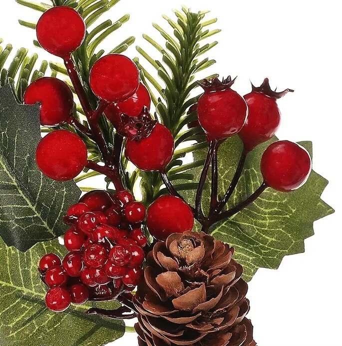 Set de crenguțe cu conuri și boabe, 3 bucăți,roșu, 24 cm