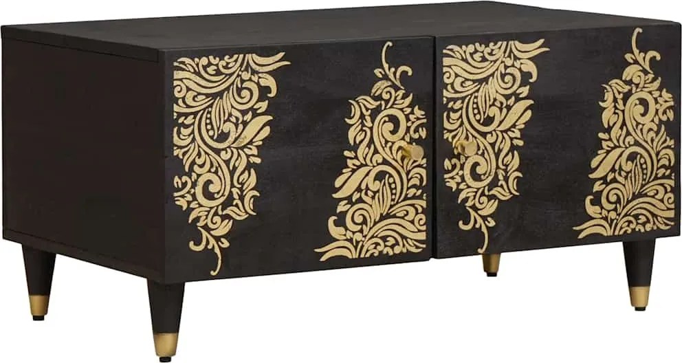 vidaXL Masă de cafea Negru 80 x 50 x 40 cm Lemn de mango solid