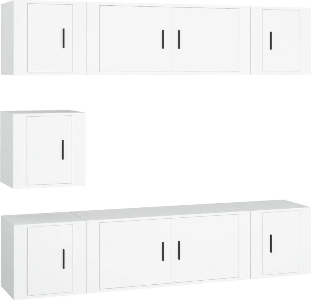 vidaXL Set dulap TV, 7 piese, alb, lemn prelucrat