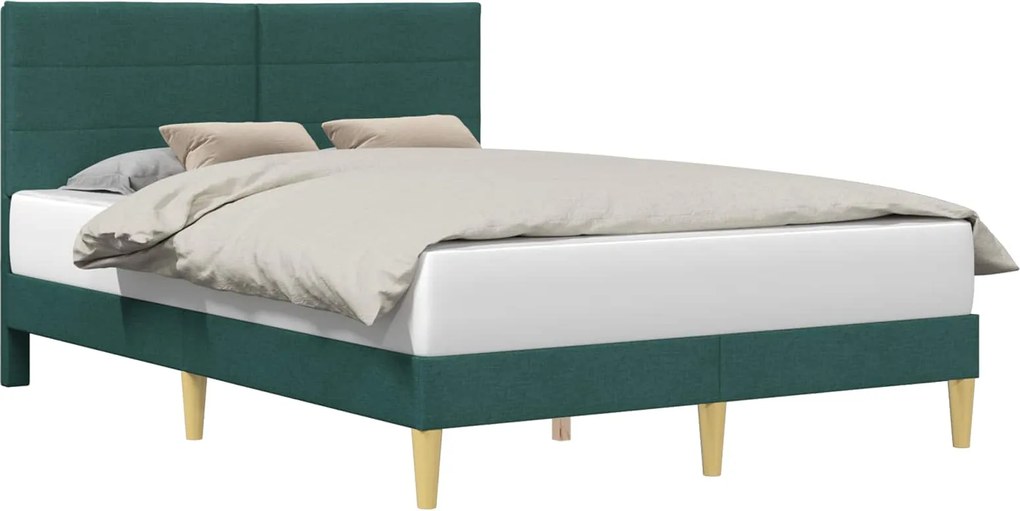 vidaXL Cadru de pat cu headboard Verde închis 160 x 200 cm țesătură