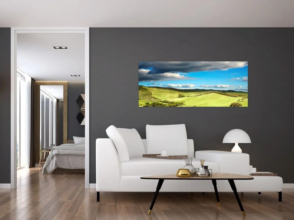 Tablou - Peisaj verde cu dealuri (120x50 cm)