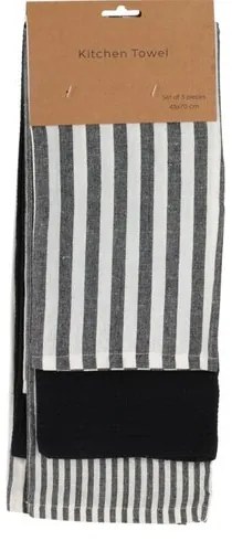 Prosop de bucătărie negru, 45 x 70 cm, set de 3 buc.