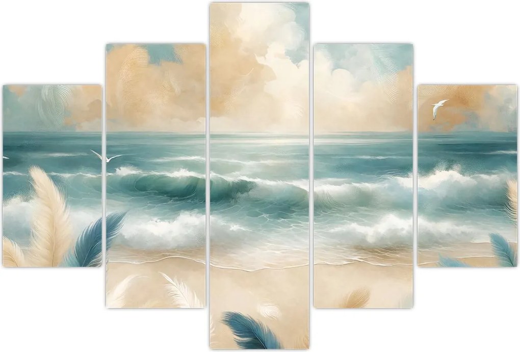 Tablou – Plajă pictată în culori delicate (150x105 cm)