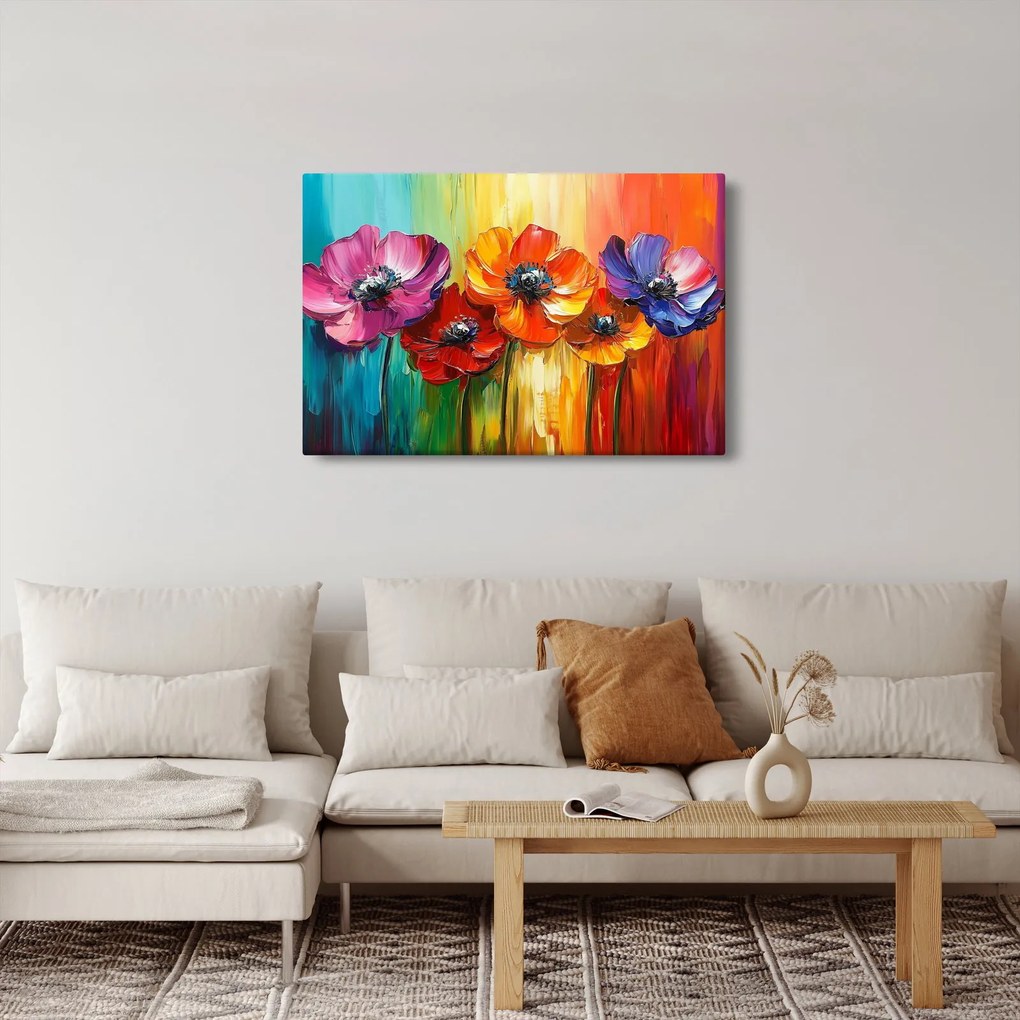 Tablou - Cinci flori colorate (90x60 cm)