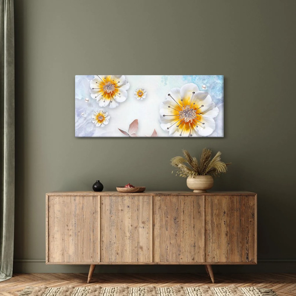 Tablou - Copoziția flori și fluturi (120x50 cm)