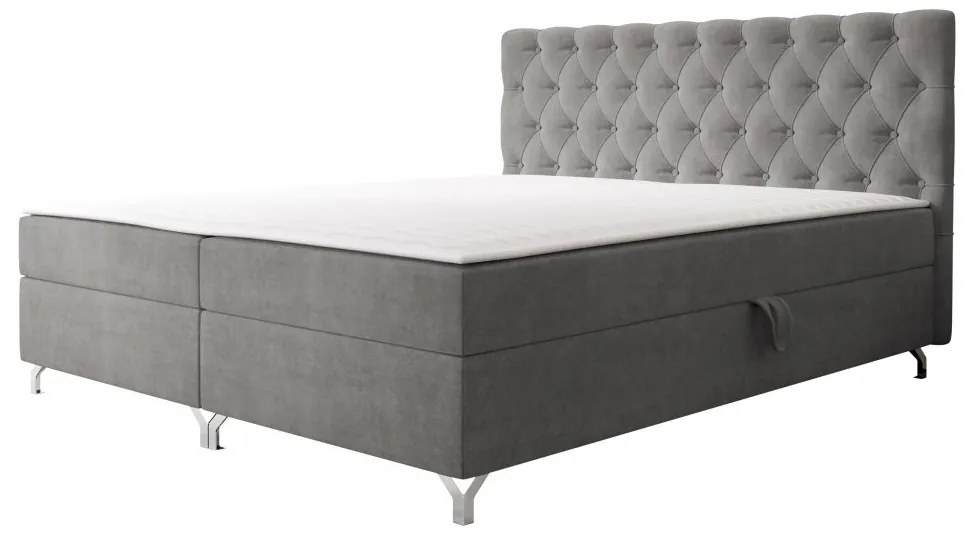 Pat matrimonial 160 cm Jenaks 2 (Gri) (cu somieră și saltea) (cu sp. depozitare). Promo -17%. 1104249