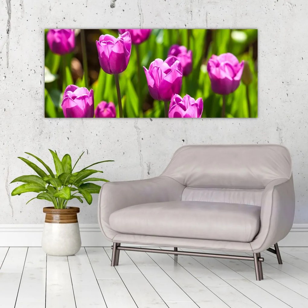 Tablou cu lale pe luncă (120x50 cm)