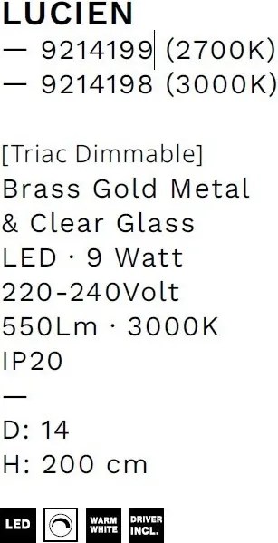 Pendul LED design decorativ LUCIEN 3000K