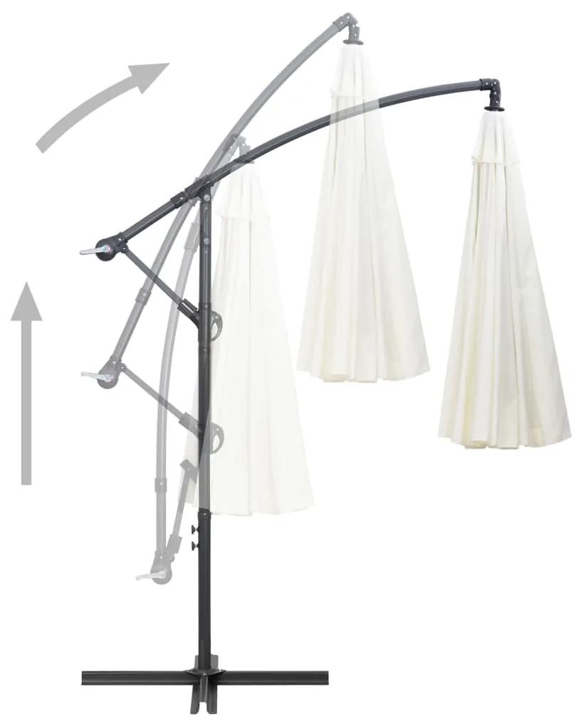 Umbrela de soare suspendata, alb, 3 m, stalp de aluminiu Alb