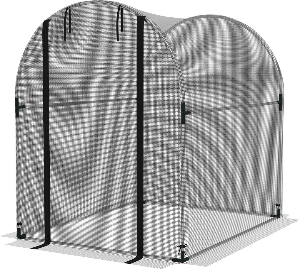 Outsunny Plasă de protecție pentru plante, protecție împotriva păsărilor, cu ușă și cadru solid din oțel, 1,2x1,5x1,5m, Negru/Argintiu | Aosom Romania
