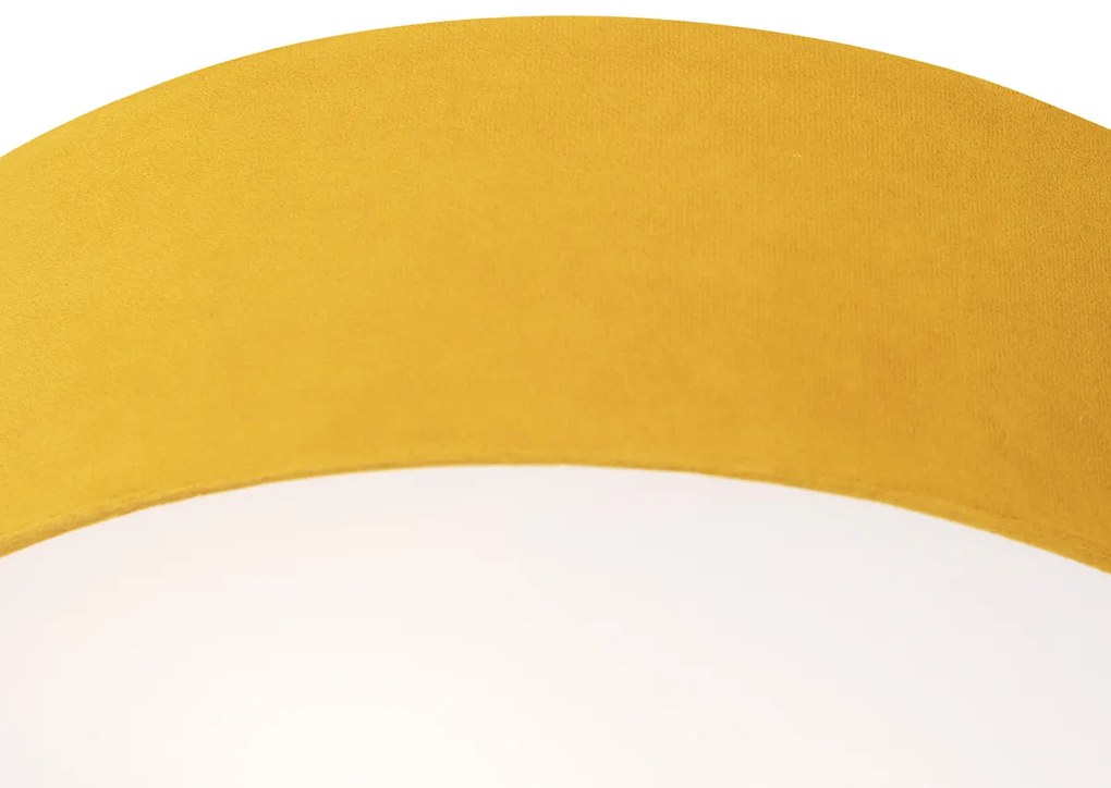 Plafoniera moderna ocru 40 cm cu interior auriu - Drum
