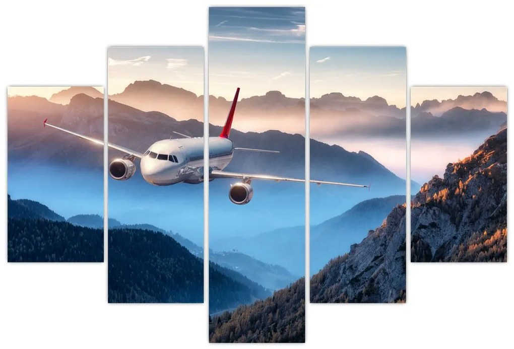 Tablou - Avion peste crestele montane (150x105 cm)