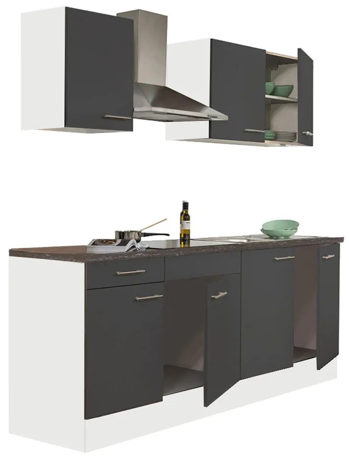Mobilă de bucătărie Yorki 210, corp alb, cu față antracit satinat