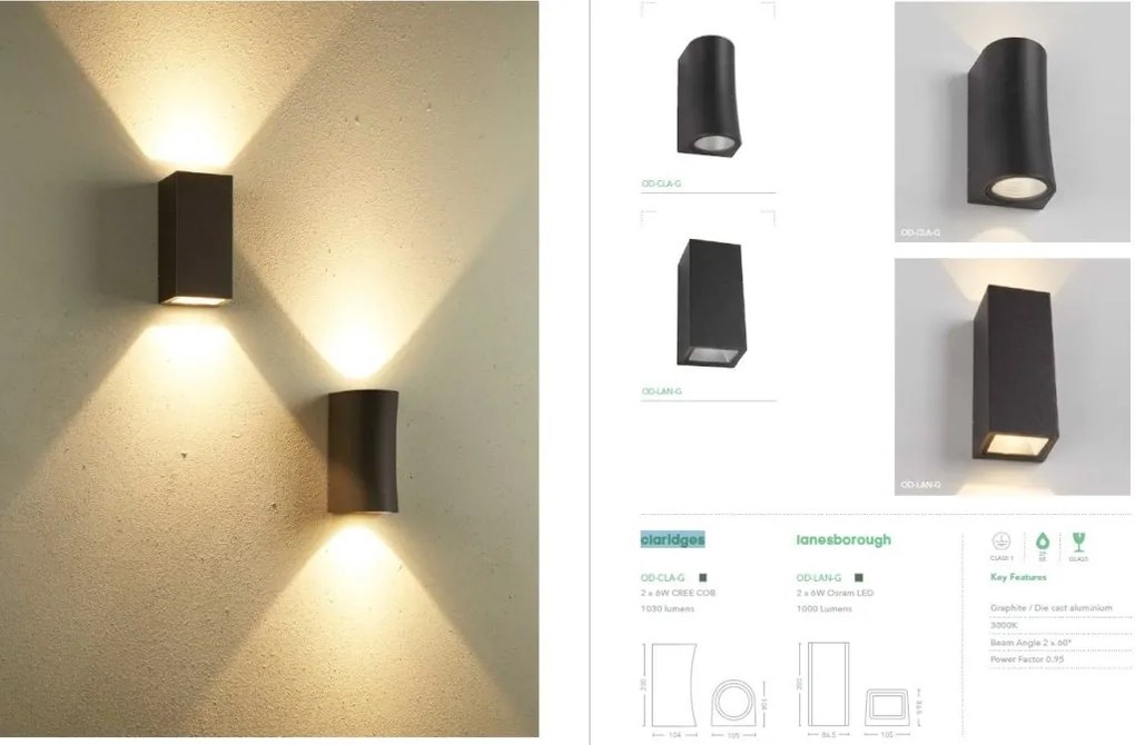 Aplica de perete iluminat exterior up/down IP65 LED Claridges