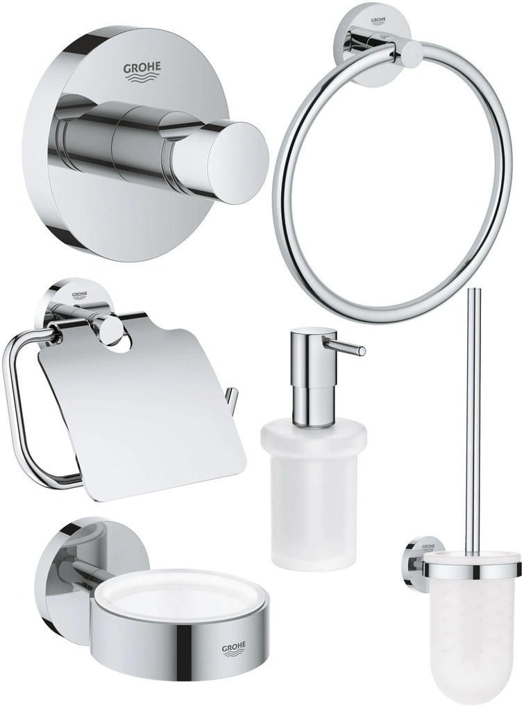 Set perie de toaletă Grohe Essentials 40374001, suport pentru hârtie igienică Grohe Essentials 40367001, 40369001, 40365001, 40394001, 40364001