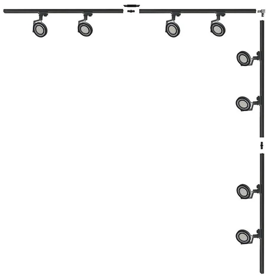 Zuma Line 3590 - Corp spot pe șină MASTER, 8x GU10, 15W, 230V, negru
