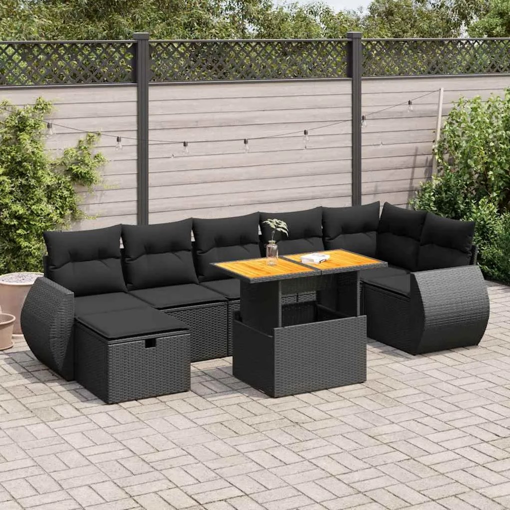 3328063 vidaXL Set mobilier de grădină cu perne, 5 piese,poliratan/lemn acacia