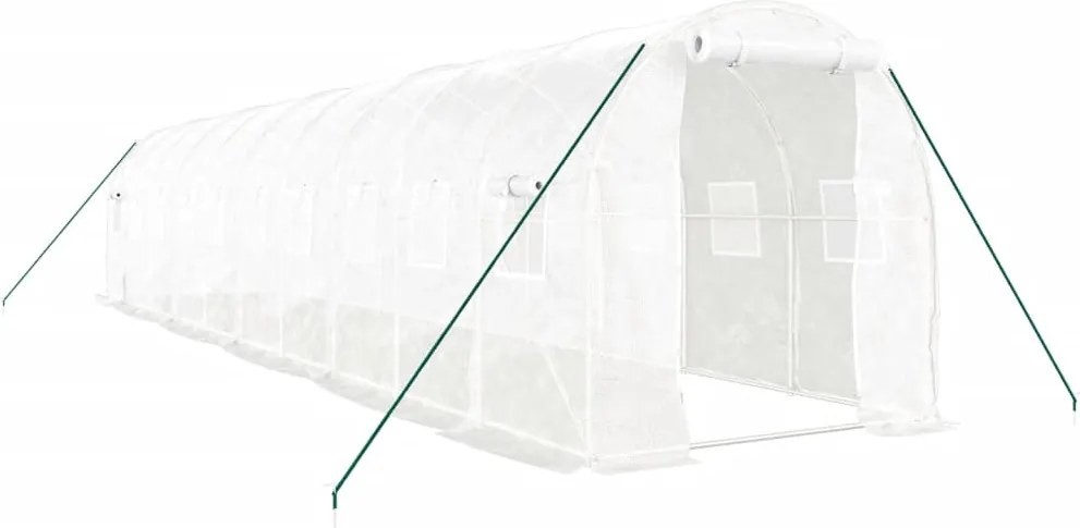 vidaXL Seră cu cadru din oțel, alb, 20 m², 10x2x2 m