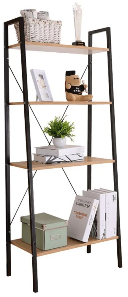 Polita, 4 rafturi, stejar / negru, THEA