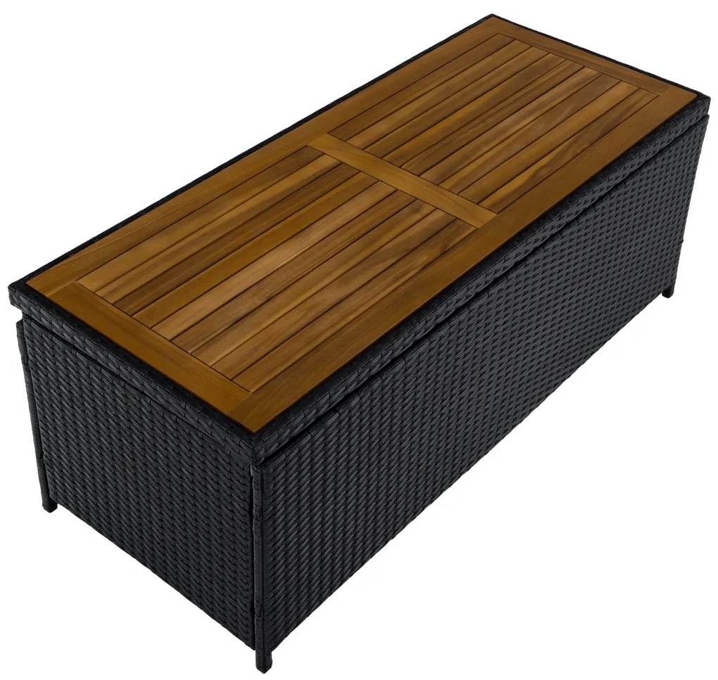 Cutie/banc de depozitare pentru grădină,negru/natural/crem, BEMUS