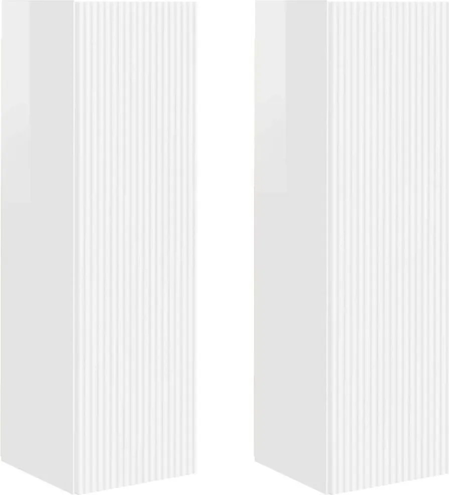 vidaXL Dulap TV de perete Pe perete 2 pcs Alb Lucios 30 x 31 x 100 cm