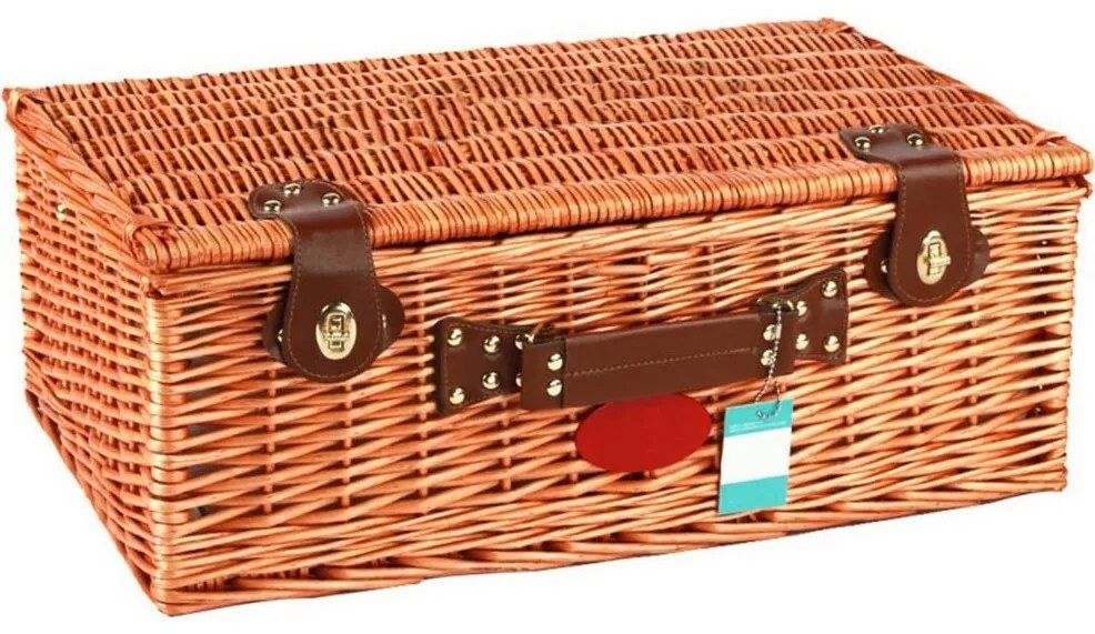 Coș de picnic pentru 4 persoane maro, 54 x 34 x 20 cm