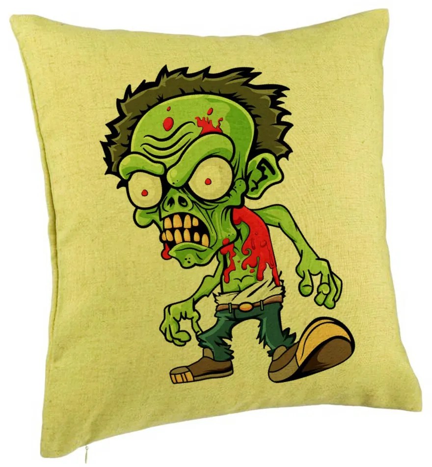 Perna Decorativa, Model Zombie, 40x40 cm, Verde, Husa Detasabila, Burduf