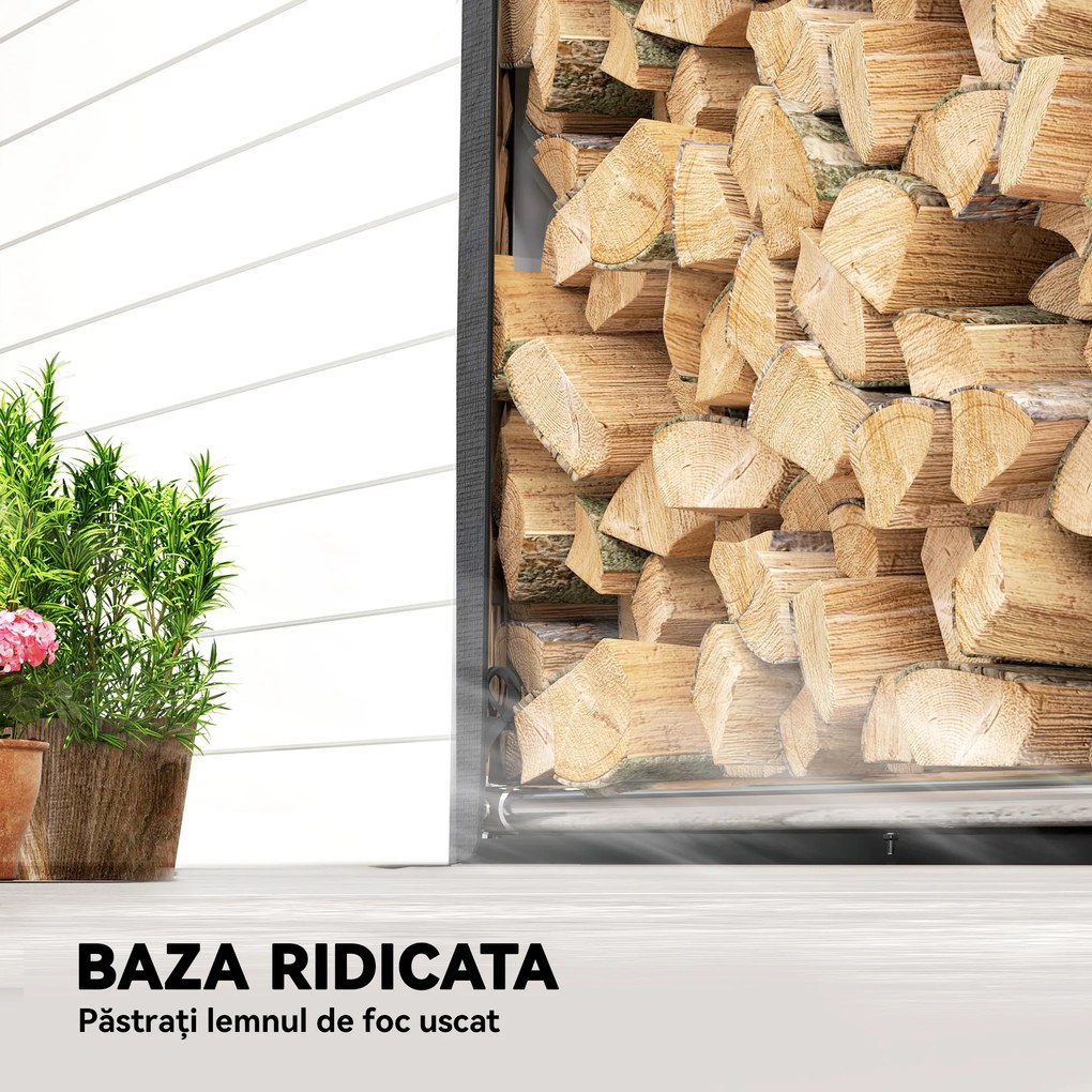 Outsunny Suport de Lemne de Exterior din Oțel cu Acoperire Impermeabilă 100x60x110 cm | Aosom Romania