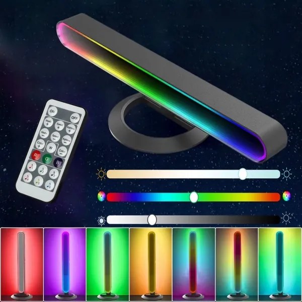 Set 2x lămpi de birou LED RGBIC reglabile, LED/5W/5V, negre + telecomandă
