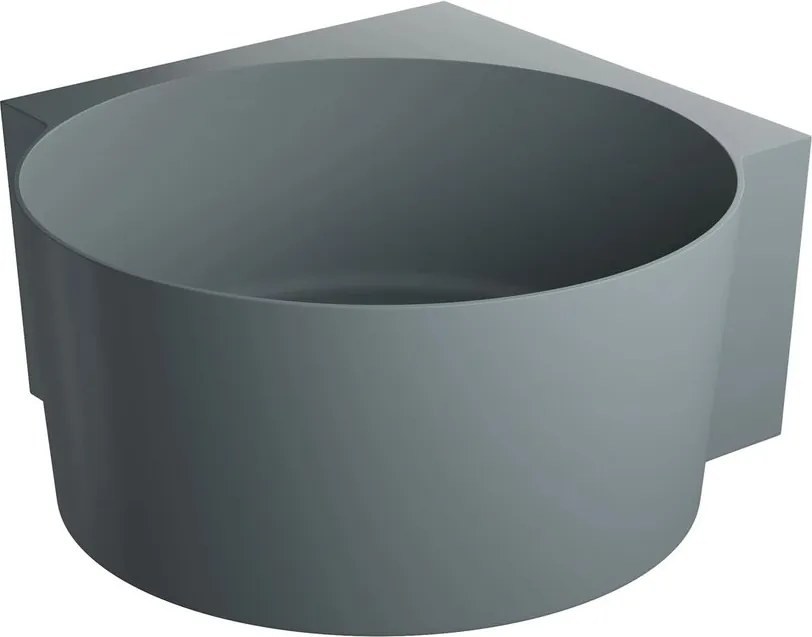 Cada pe colt asimetrica Omnires Ovo M+ compozit gri mat cenusa 120x120 cm