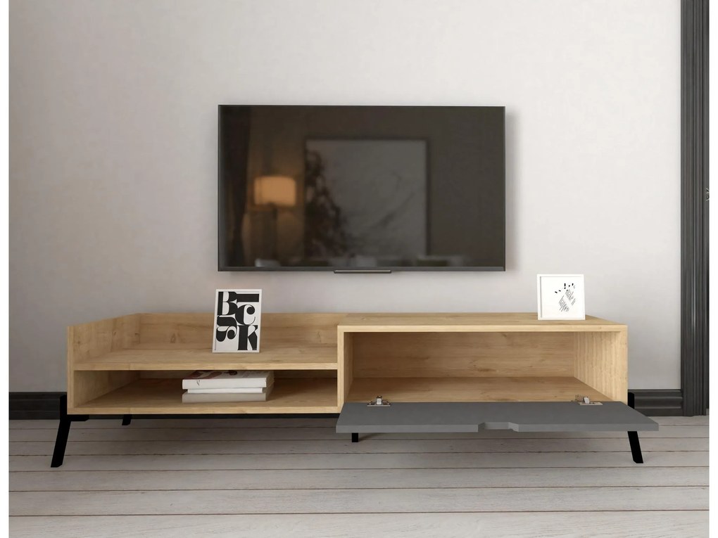 Set mobilier living Tretsilla (Stejar zafir + antracit + negru). 1107150