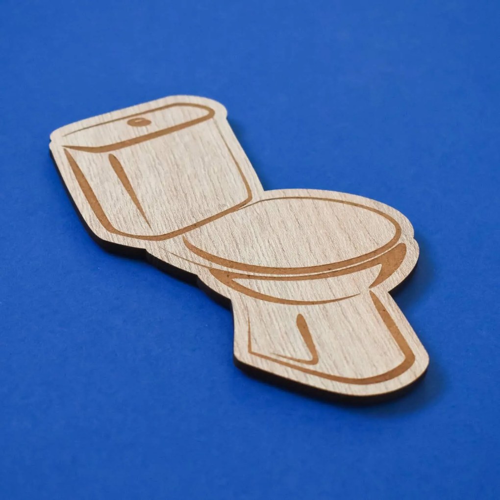 DUBLEZ | Semn indicator din lemn pentru ușă WC + Baie