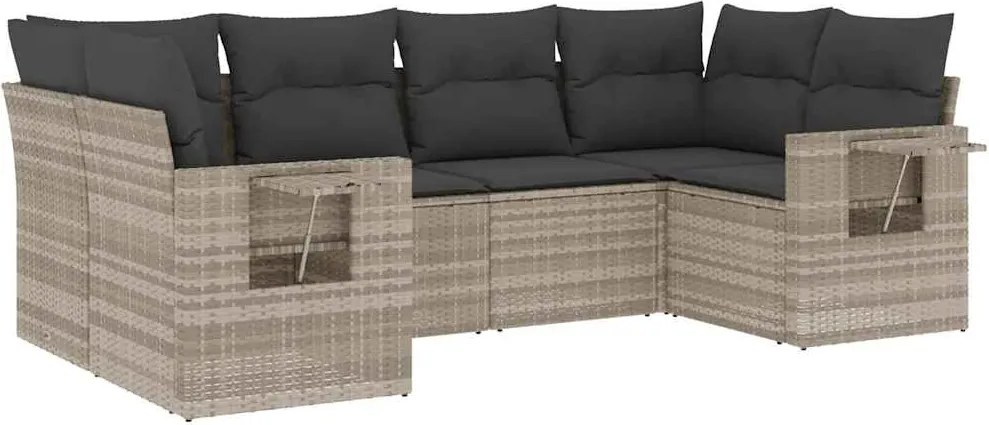 vidaXL Set canapele de grădină cu perne, 6 piese gri deschis poliratan