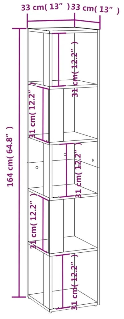 Dulap de colt, gri beton, 33x33x164,5 cm, PAL 1, Gri beton, 33 x 33 x 164, 5 cm