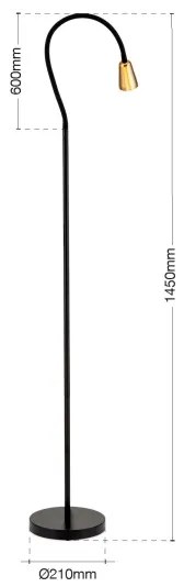 Orion - Lampă de podea flexibilă DOTTY 1xGU10/10W/230V negru/alamă