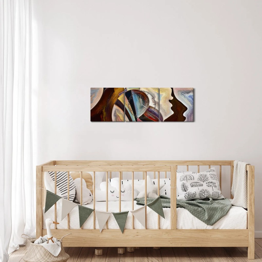 Tablou - Abstractizarea capetelor (cu ceas) (90x30 cm)