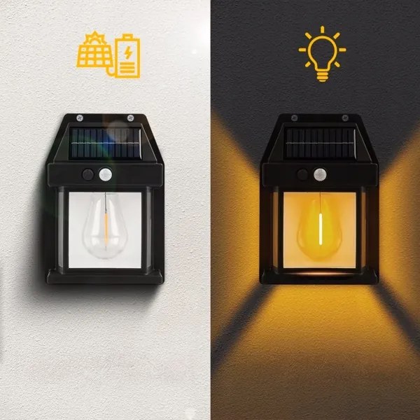 Aplică de perete solară cu senzor, LED, 3,7V 600 mAh, IP44, neagră