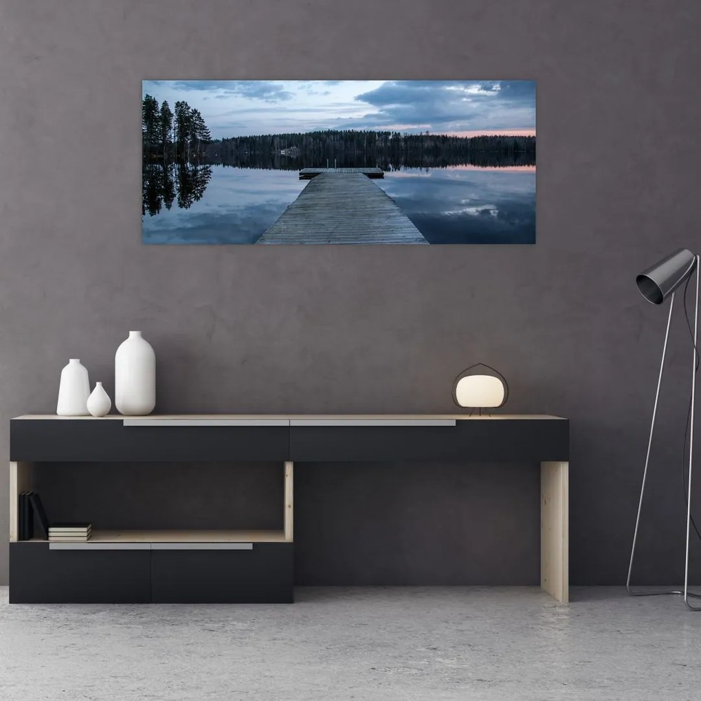 Tablou - Ponton de lemn, lac (120x50 cm)