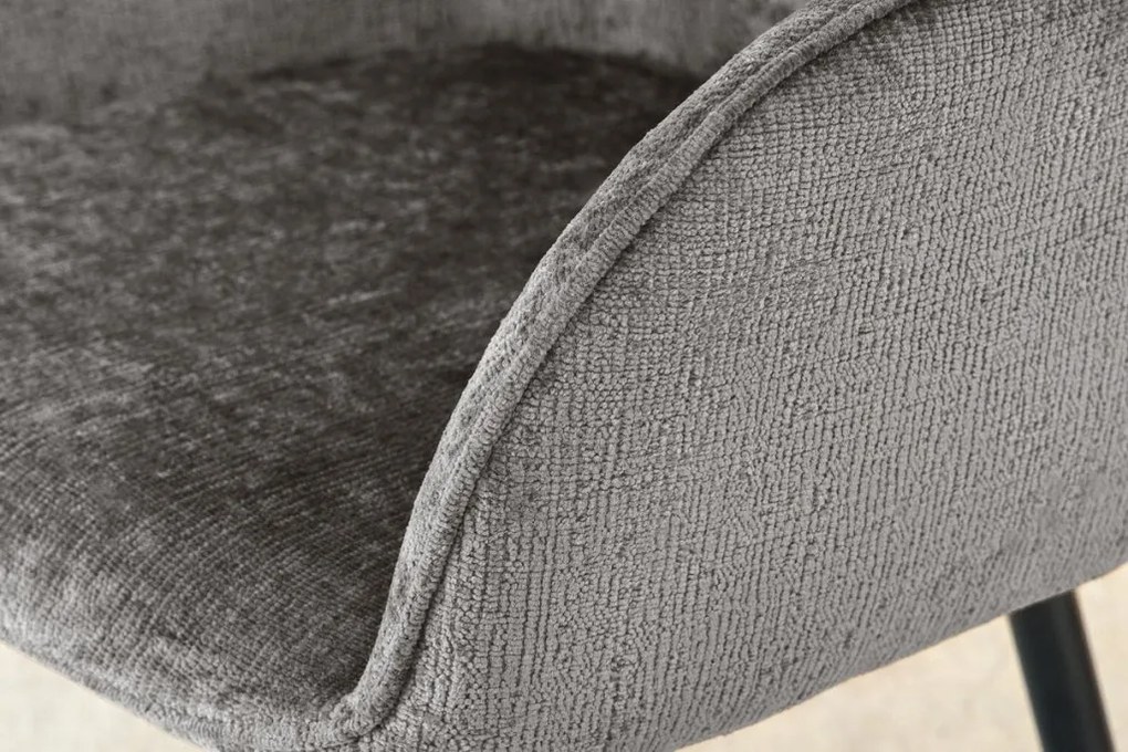 Set de 2 scaune pivotante, Metal Negru, Chenille Gri, AVIGNON A-46469 VC