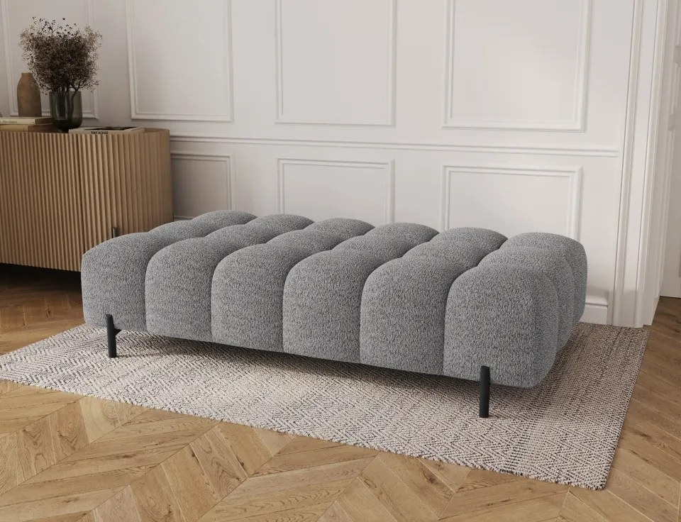 Taburet Tapitat cu Picioare Ferivo, gri bouclé – Royal 03