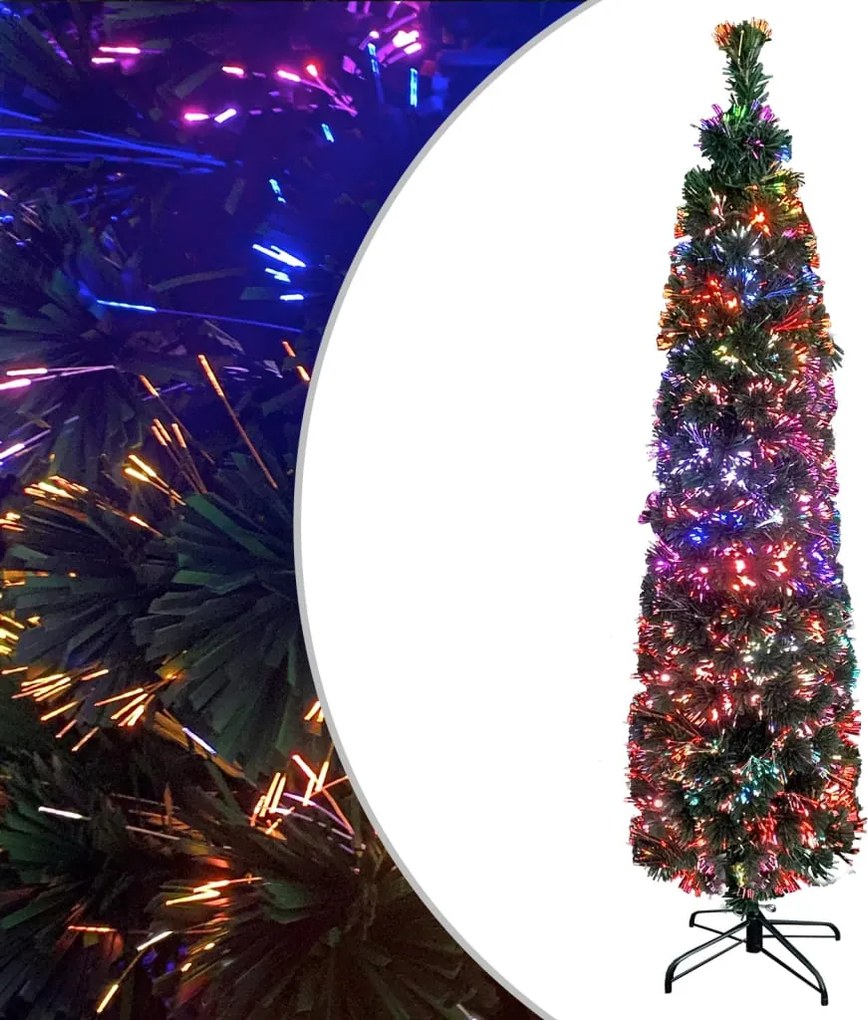 vidaXL Pom de Crăciun artificial subțire cu suport 240 cm fibră optică