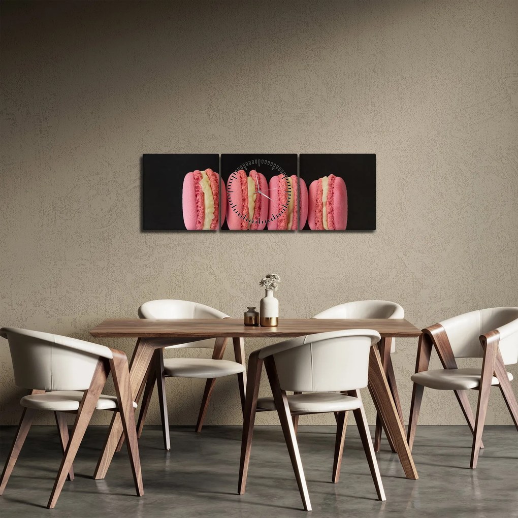 Tablou cu macarons (cu ceas) (90x30 cm)